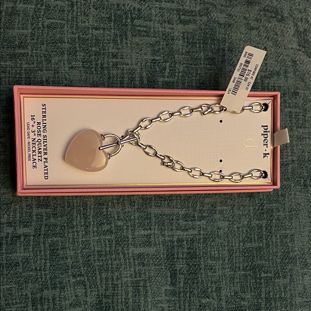 Piper Silver-Plated Link Necklace with Blush Heart Charm